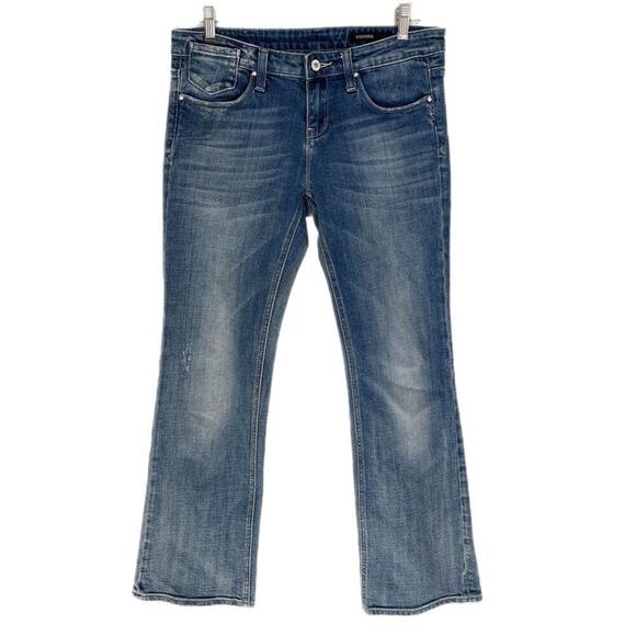 Vigoss Women's Bootcut Jeans Sz 30 Distressed Low Rise Medium Wash Denim Stretch - Picture 1 of 9